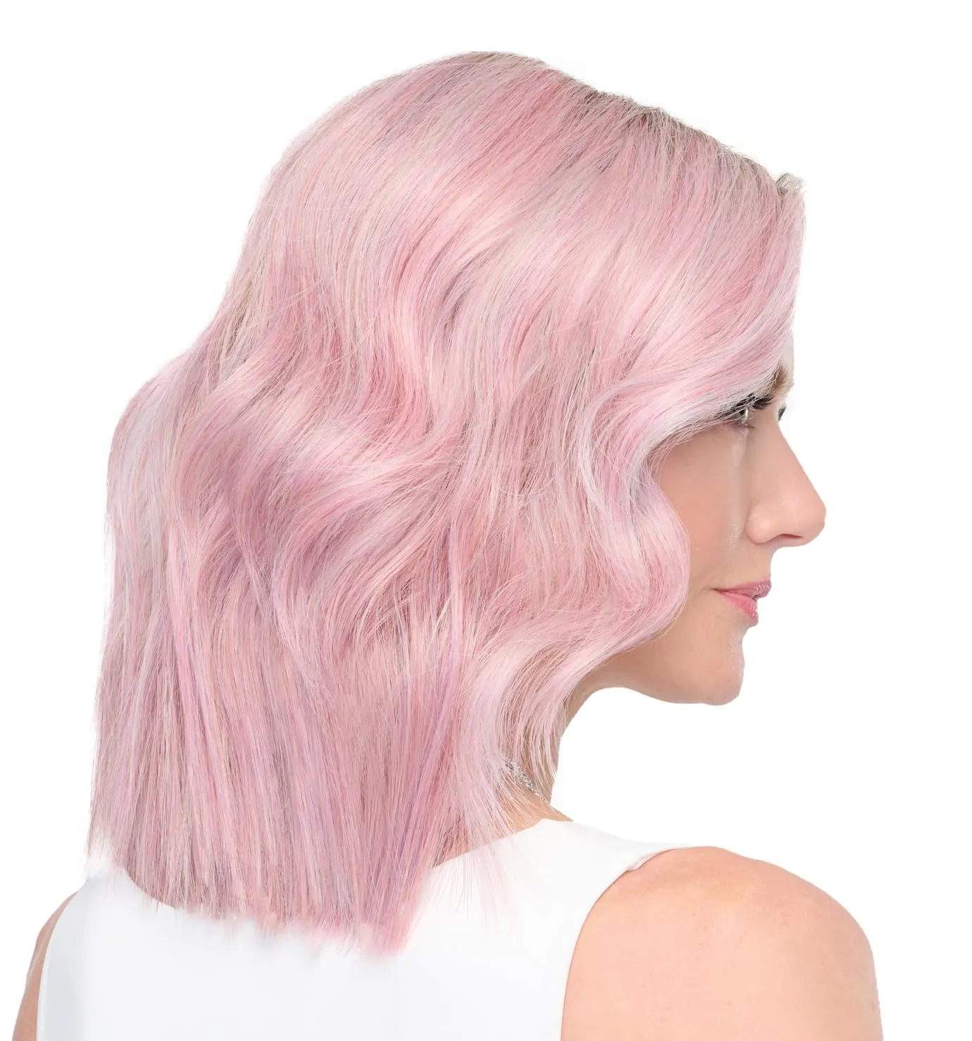 Raquel Welch Big Spender Shoulder Length Pageboy Wig With Sophisticated Tumbled Waves by Hairuwear, Average Size Cap, Pink