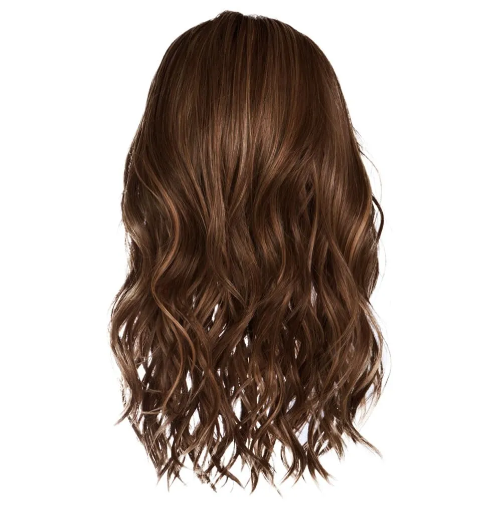 Raquel Welch Selfie Mode Wig with Long Wavy Layers, Memory Cap lll and Lace Front, Average Cap Size, RL10/12 Sunlit Chestnut