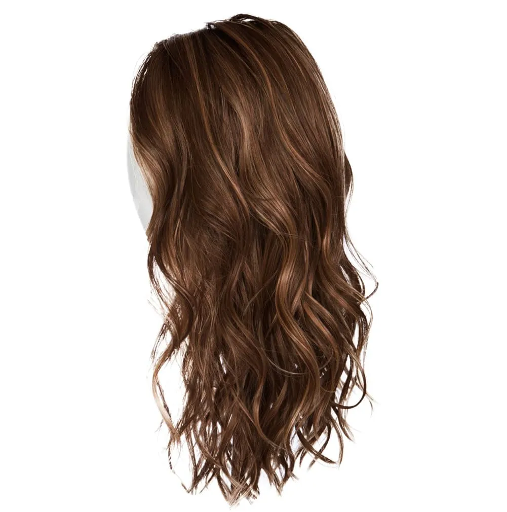 Raquel Welch Selfie Mode Wig with Long Wavy Layers, Memory Cap lll and Lace Front, Average Cap Size, RL10/12 Sunlit Chestnut