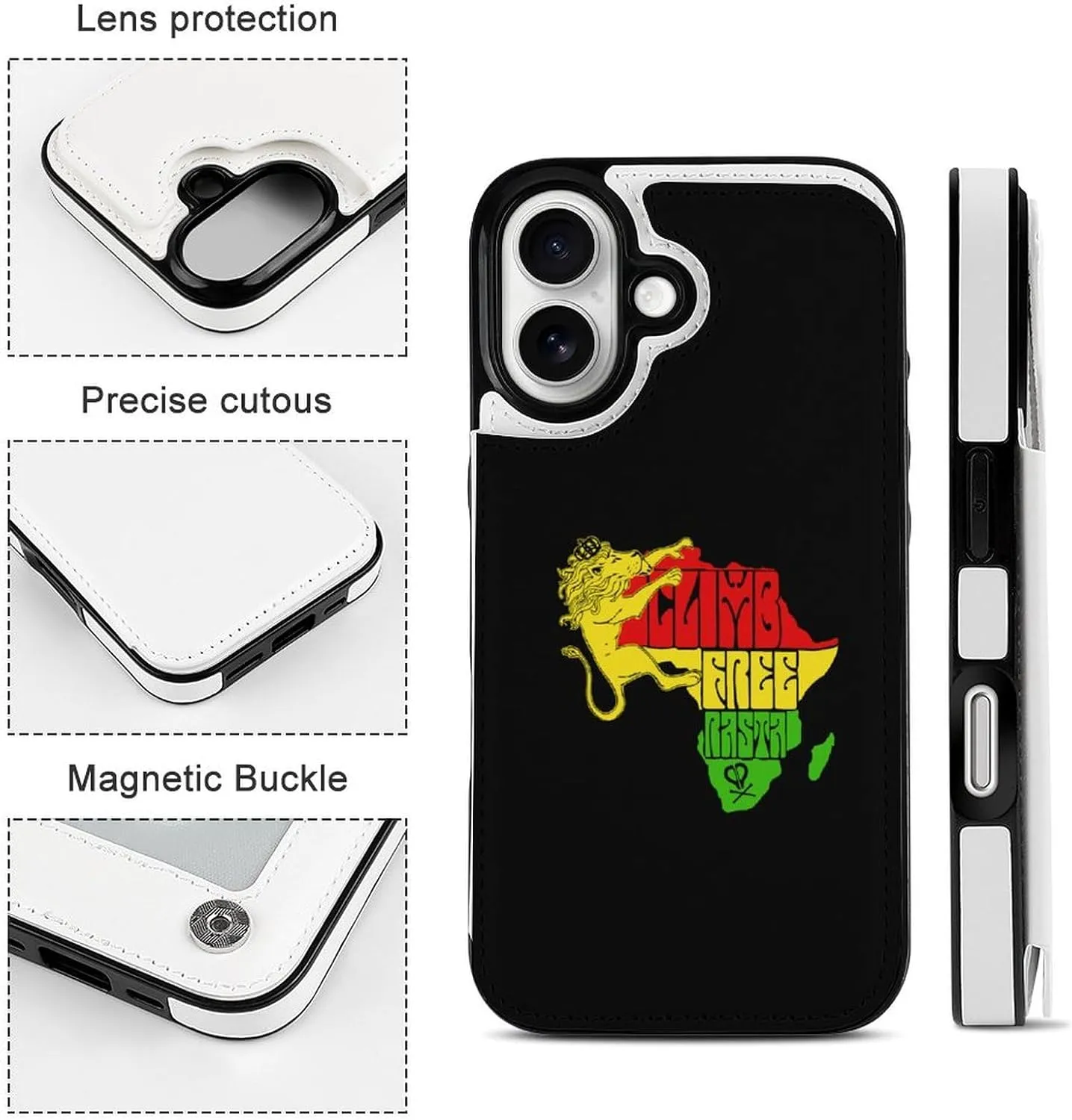 Rasta Lion Map Compatible with Case Wallet with Card Holder Trendy Phone Flip Cover