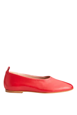Red Leather Ballet Flats