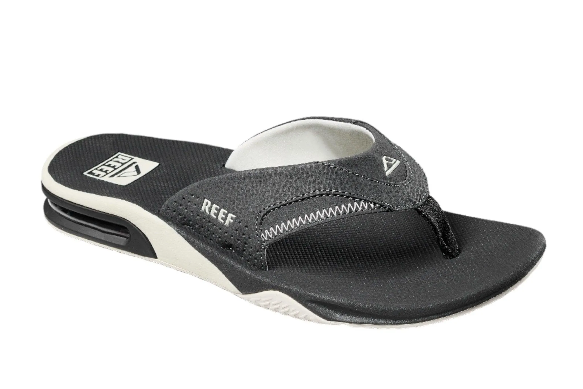 Reef Fanning Raven / White ( Dark Gray) Flip Flop Men's Sandal With Bottle Opener