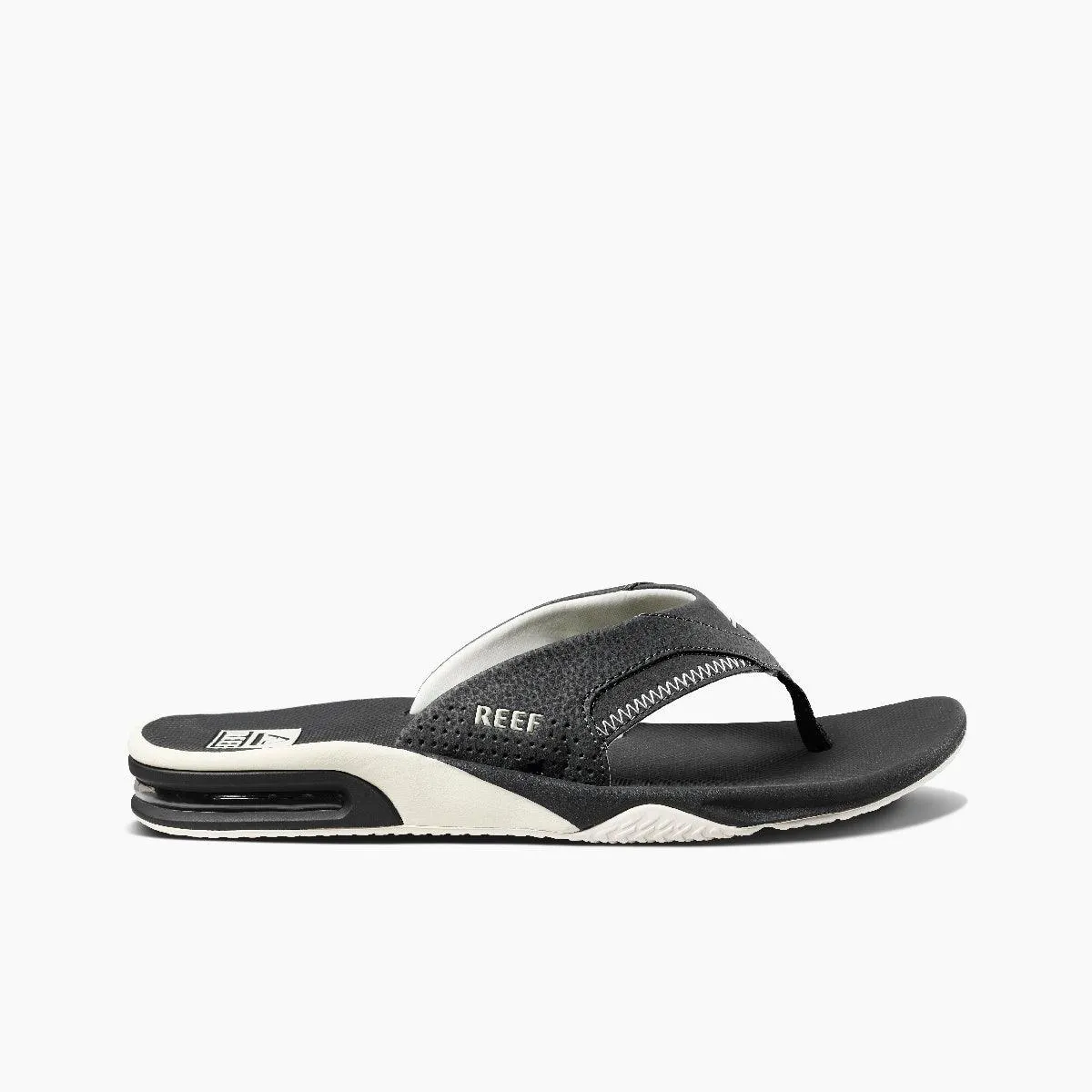 Reef Fanning Raven / White ( Dark Gray) Flip Flop Men's Sandal With Bottle Opener