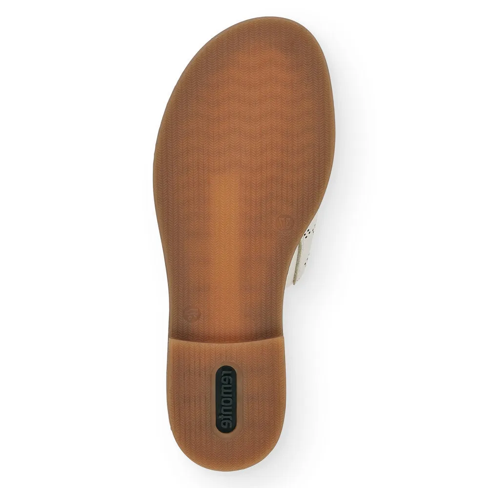 REMONTE - D3670-80 FLAT MULE WITH GOLD DETAIL - CREAM LEATHER