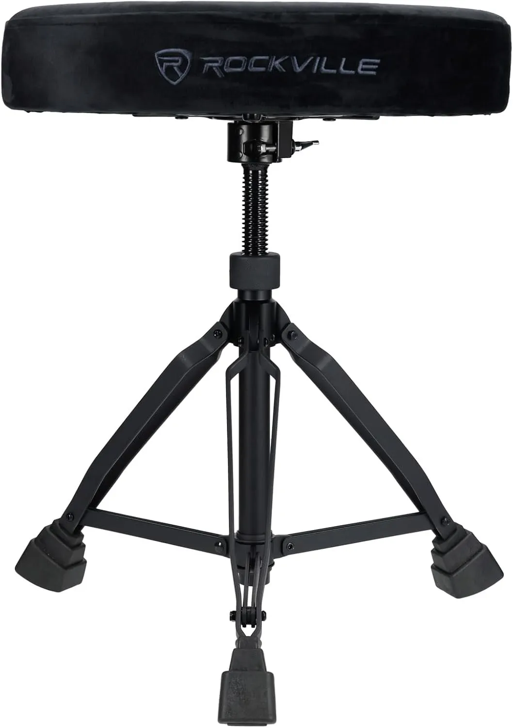Rockville RDS51 Double Braced Drum Throne, 4" Memory Foam, All Black Finish, Adjustable Height (17.7" 23.6"), Locking Mechanism, Includes Travel Bag, Perfect for Drummers, Live & Studio