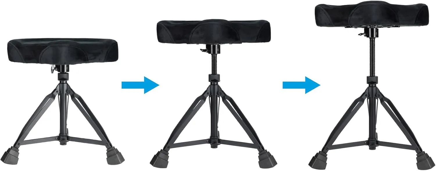 Rockville RDS51 Double Braced Drum Throne, 4" Memory Foam, All Black Finish, Adjustable Height (17.7" 23.6"), Locking Mechanism, Includes Travel Bag, Perfect for Drummers, Live & Studio