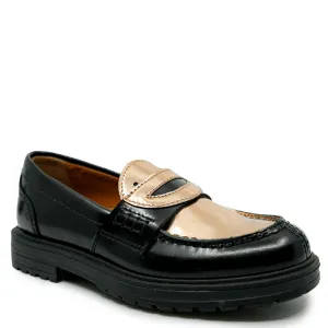 Rondinella Black and Gold Smiley Chunky Loafer