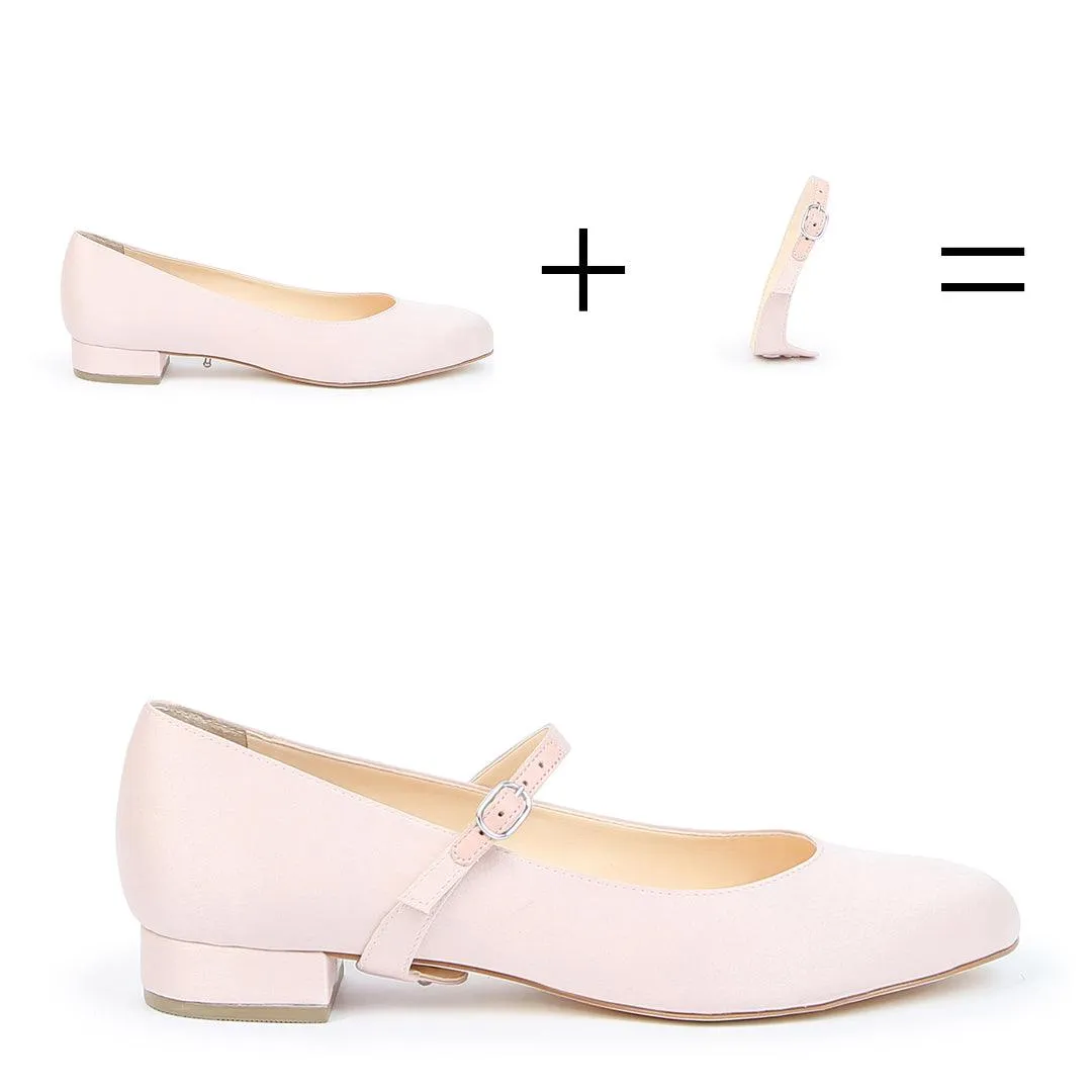 Rose Satin Ballet Flat   Twiggy Strap