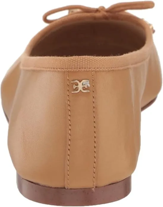 Round Anti-slip Flats Toe Tan Luxe Comprehensive range Felicia Edelman Sam On Ballet Flexible Slip Buff