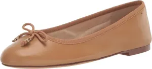 Round Anti-slip Flats Toe Tan Luxe Comprehensive range Felicia Edelman Sam On Ballet Flexible Slip Buff