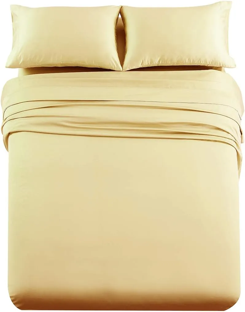 Royal Hotels Luxury Heavyweight 1000 Thread Count 4pc Bed Sheet Set 100% Cotton Material, Cool - Durable, Soft and Breathable Deep Pocket Sheets in King Size, Solid Gold