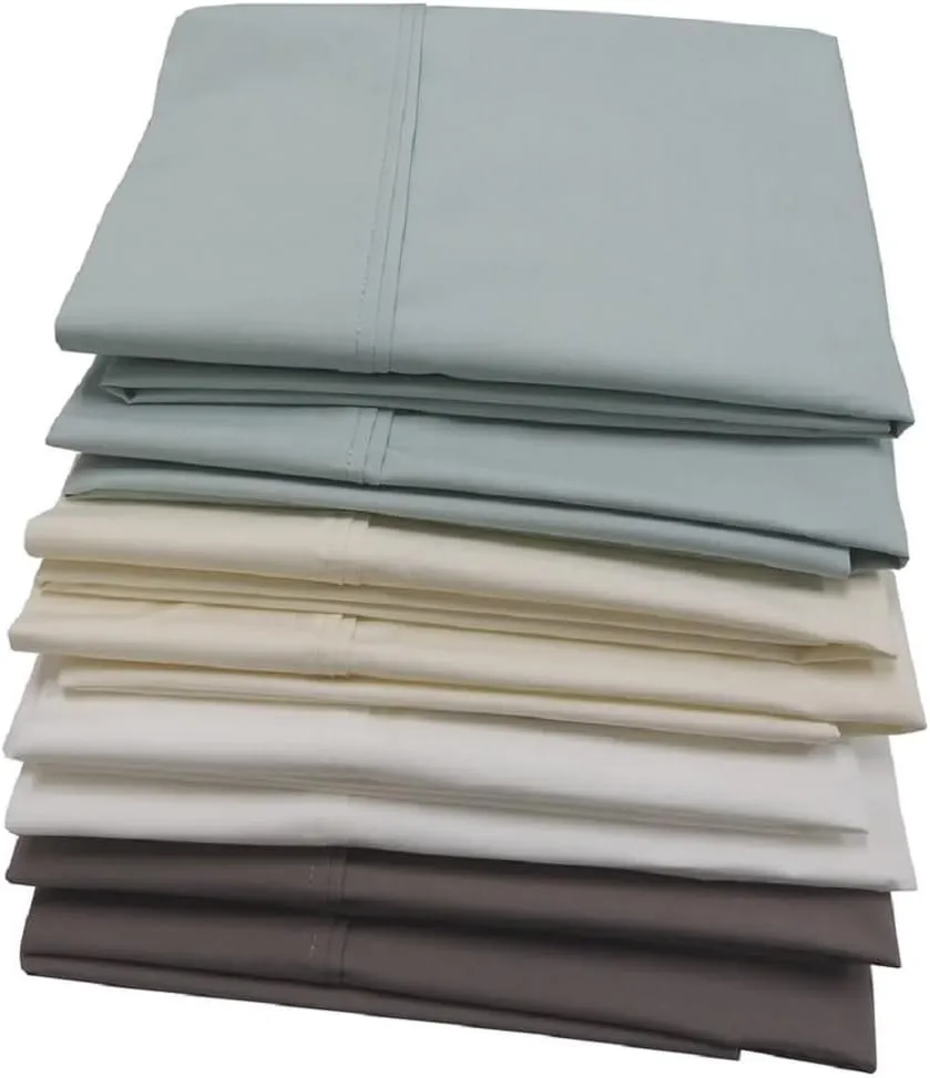 Royal Tradition Cool and Crisp Percale Cotton 4pc Sheet Set (Queen Size, Blue) Made in USA Breathable Classic Bed Sheets