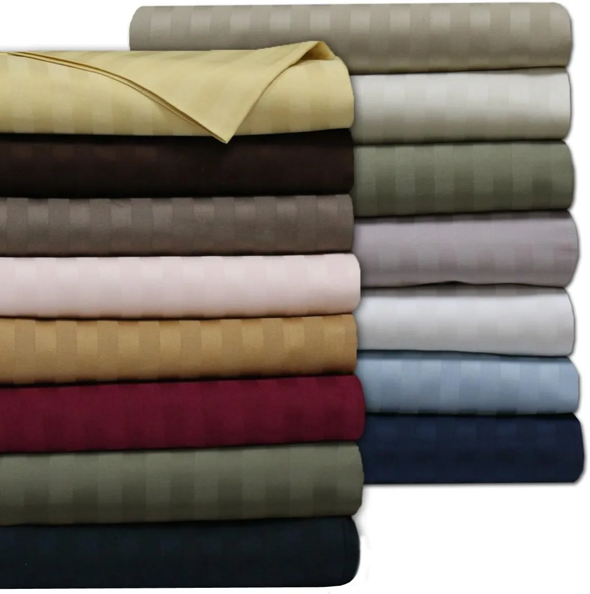 Royal Tradition Damask Striped 600-Thread-Count, 100-Percent Cotton Twin Extra Long XL 3PC Bed Sheets Set, Chocolate