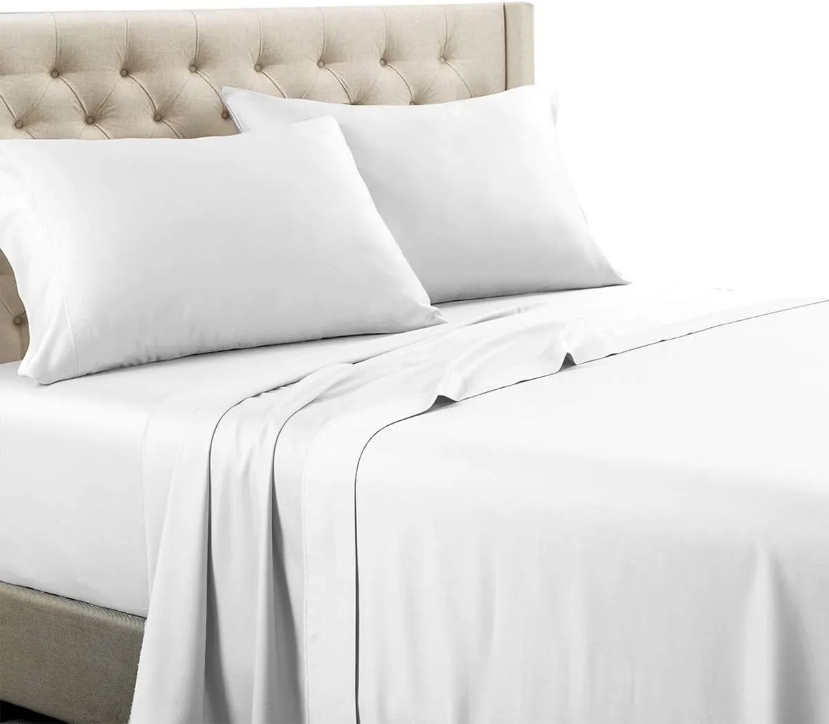 Royal Tradition Solid 600-Thread-Count, 100-Percent Cotton, 22-Inch Super Deep Pocket California King Bed Sheets Set, White