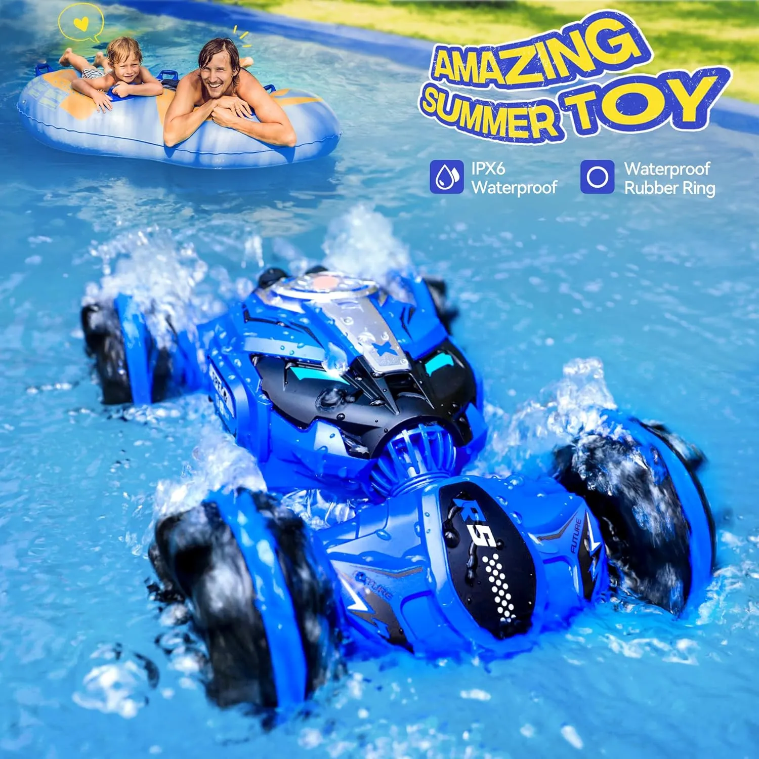 Ruko Q150 Amphibious Remote Control Car, 4WD Off-Road RC Stunt Car, IPX6 Waterproof Transform Vehicle Toys with 360° Rotating for All Terrain, Ideal Gifts for Kids