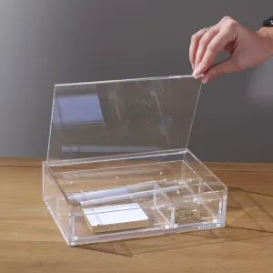 russell hazel Medium Acrylic Flip Box, 9.5” x 6.5”, Desktop Organization, Clear, 1 Count, 98147
