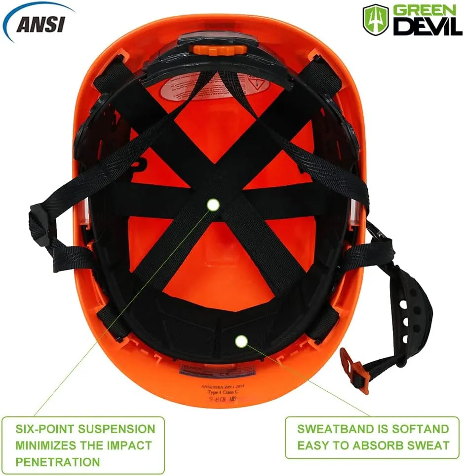 Safety Helmet Hard Hat with Visor and Ear Protection Adjustable Lightweight Vented ABS Work Helmet for Men and Women 6-Point Suspension ANSI Z89.1 Approved Ideal for Industrial & Construction