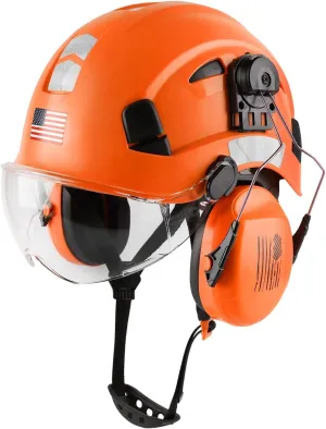 Safety Helmet Hard Hat with Visor and Ear Protection Adjustable Lightweight Vented ABS Work Helmet for Men and Women 6-Point Suspension ANSI Z89.1 Approved Ideal for Industrial & Construction