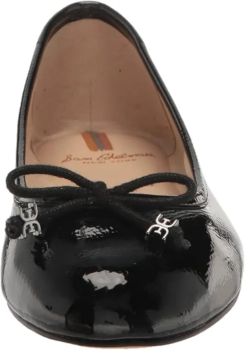 Sam On Felicia Toe Flexible Highly praised Flats Ballet Black Patent Premium Round Edelman Slip Luxe