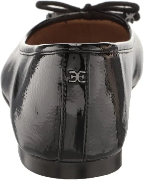 Sam On Felicia Toe Flexible Highly praised Flats Ballet Black Patent Premium Round Edelman Slip Luxe