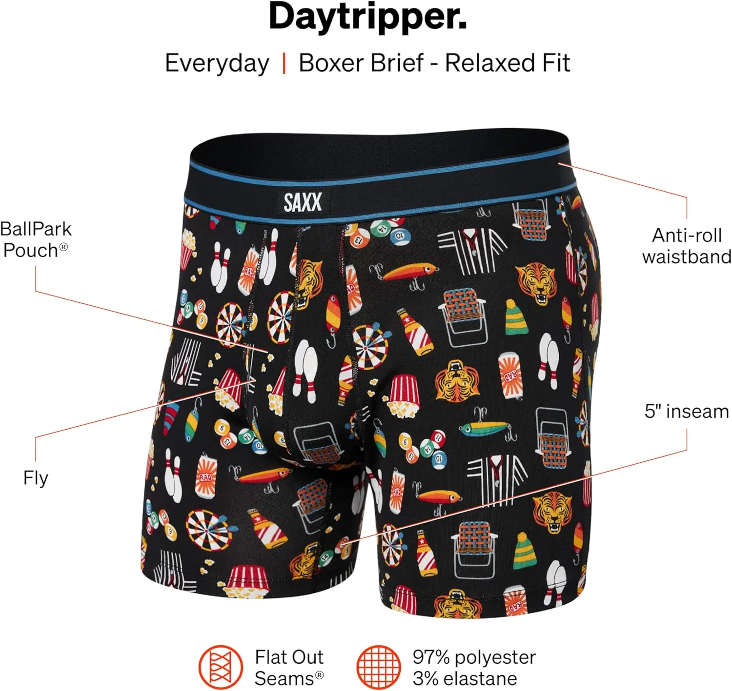 SAXX Underwear Co. Men's Underwear with Pouch Daytripper Boxer Brief Fly