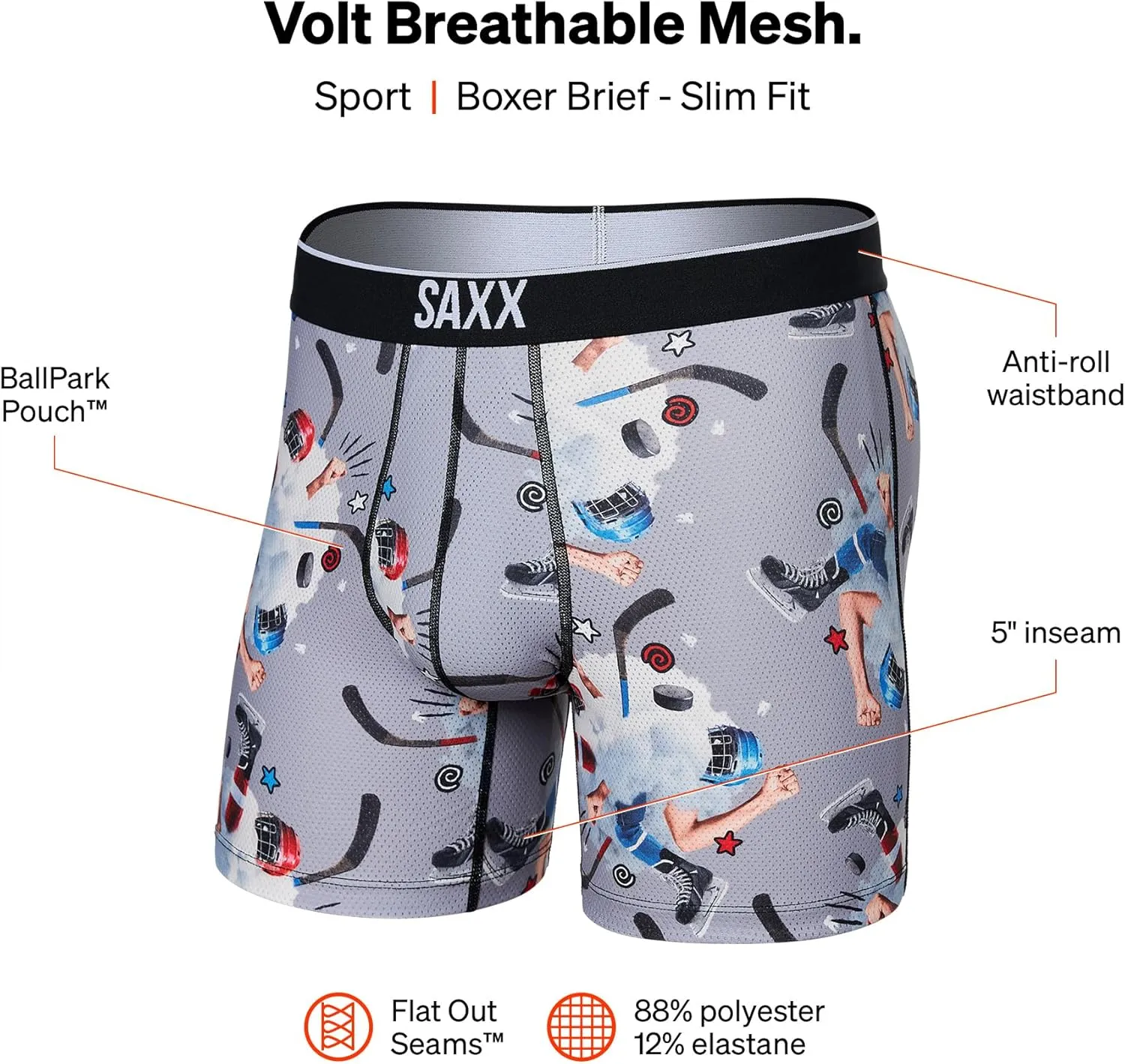 SAXX Underwear Co. Men's Underwear with Pouch Volt Breathable Mesh Boxer Brief