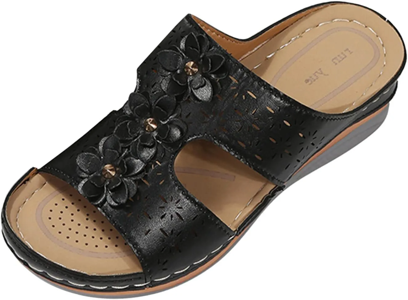 SBGMoSJ Womens Plantar Fasciitis Shoes Orthopedic Diabetic Walking Shoes Walking Sandals Women Red Sandals for Women Wedge Brown Leather Sandals Womens Block Heel Sandals