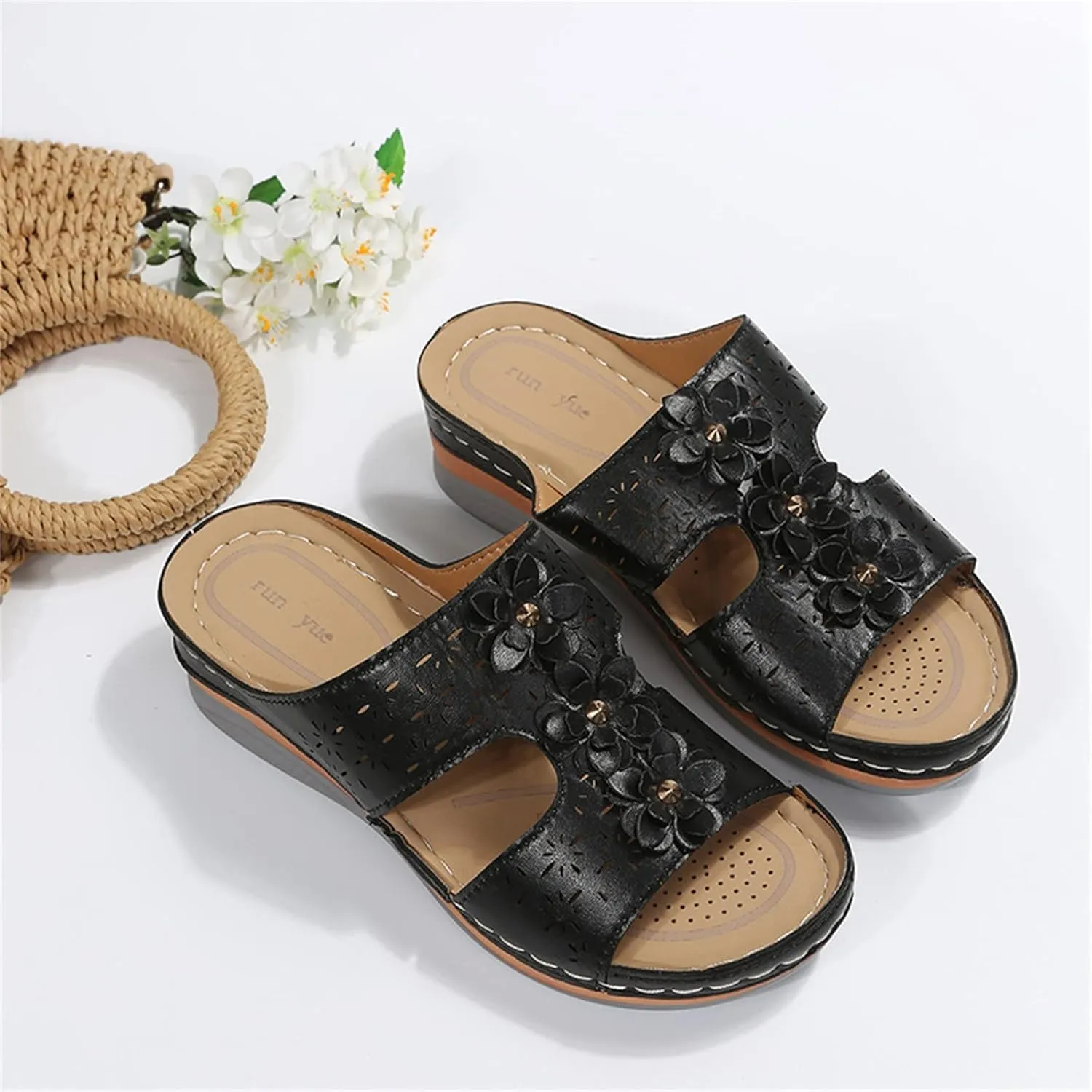 SBGMoSJ Womens Plantar Fasciitis Shoes Orthopedic Diabetic Walking Shoes Walking Sandals Women Red Sandals for Women Wedge Brown Leather Sandals Womens Block Heel Sandals
