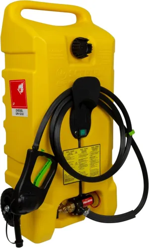Scepter 14 Gallon Gas Caddy with Electric Fuel Pump, Flo ‘N Go Powered Fueling Station with Fill-Rite Transfer Pump and 10-Foot Hose for Farm, Marine, Commercial, and Home Use, Diesel, Yellow