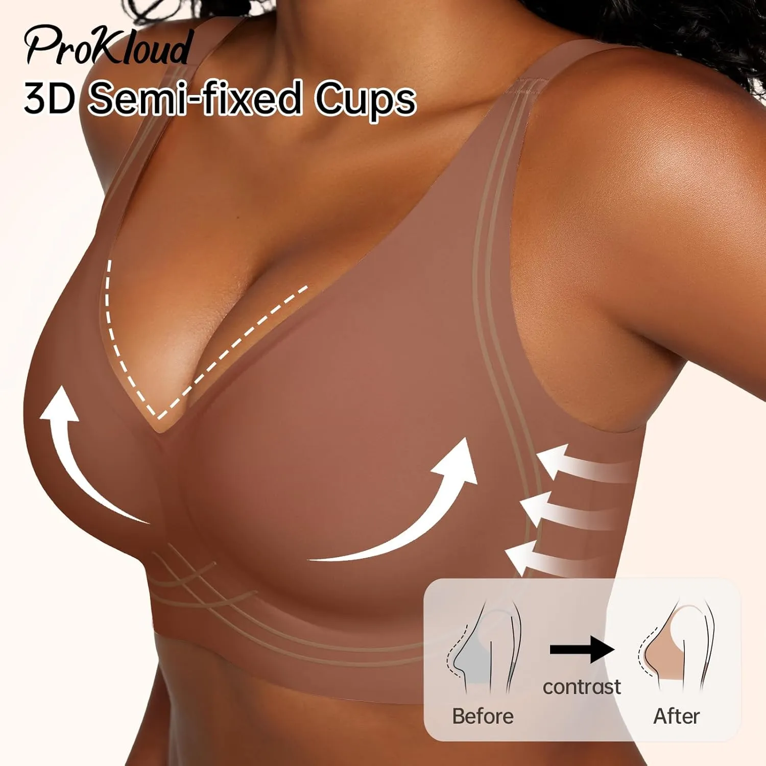 Seamless Wireless Bras for Women Full Coverage Push Up Bra Comfortable No Underwire Bralettes Deep V with Support and Lift