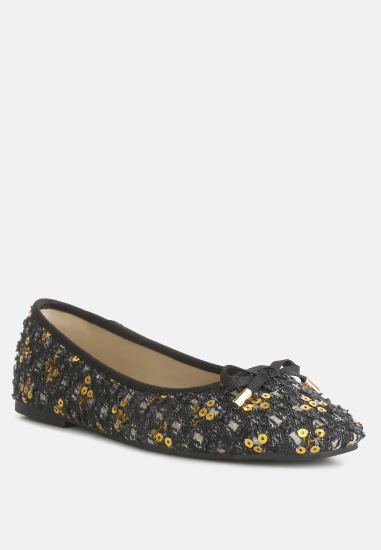 Sequin Flat Bow Ballerinas By Ruw
