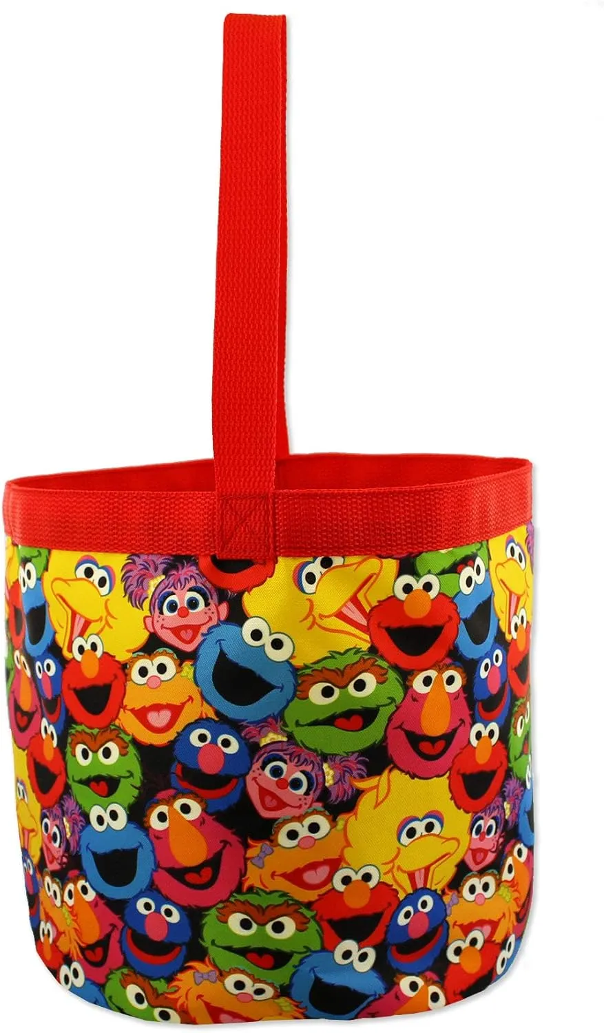 Sesame Street Elmo Boys Girls Collapsible Nylon Gift Basket Bucket Tote Bag