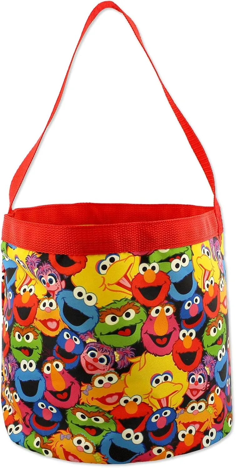 Sesame Street Elmo Boys Girls Collapsible Nylon Gift Basket Bucket Tote Bag
