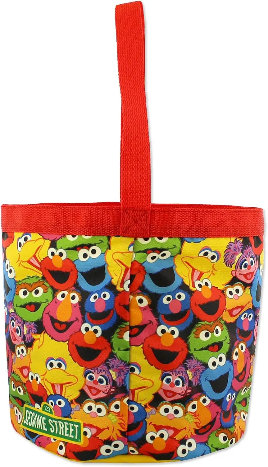 Sesame Street Elmo Boys Girls Collapsible Nylon Gift Basket Bucket Tote Bag