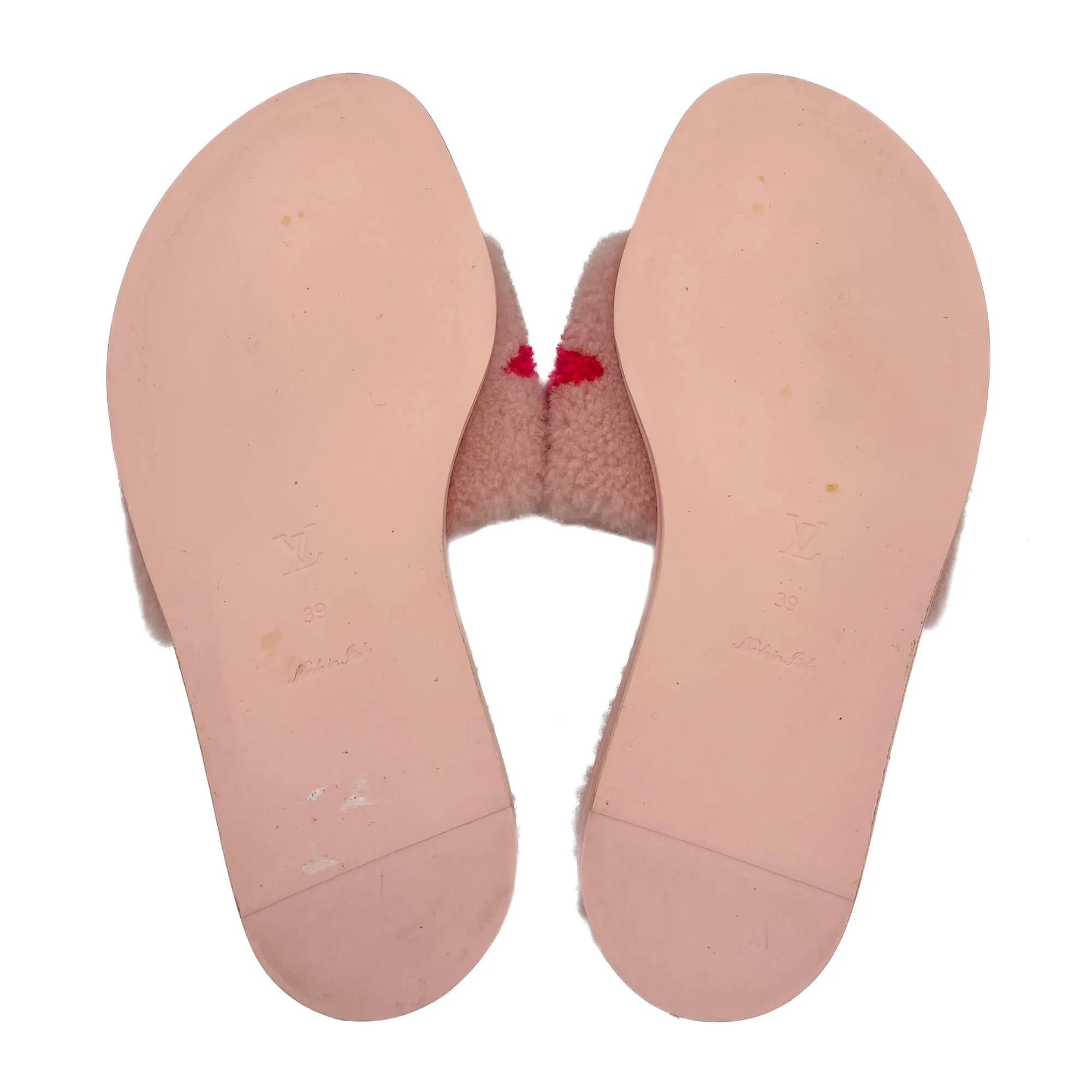 Shearling Slippers Fabric Flat Mule 39 Pink