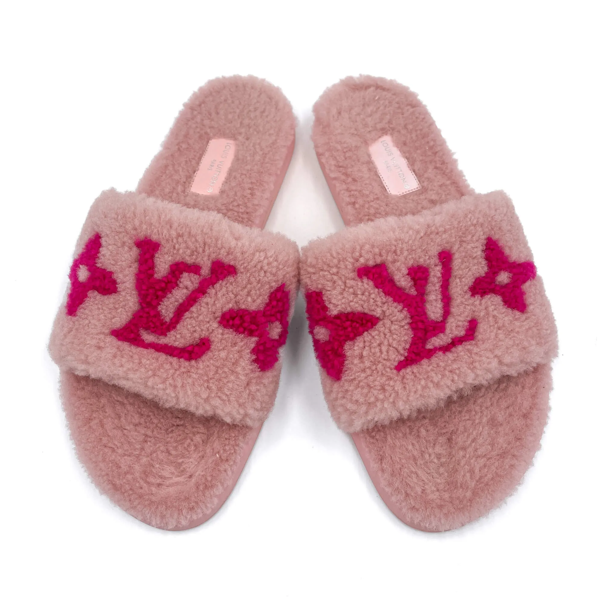 Shearling Slippers Fabric Flat Mule 39 Pink
