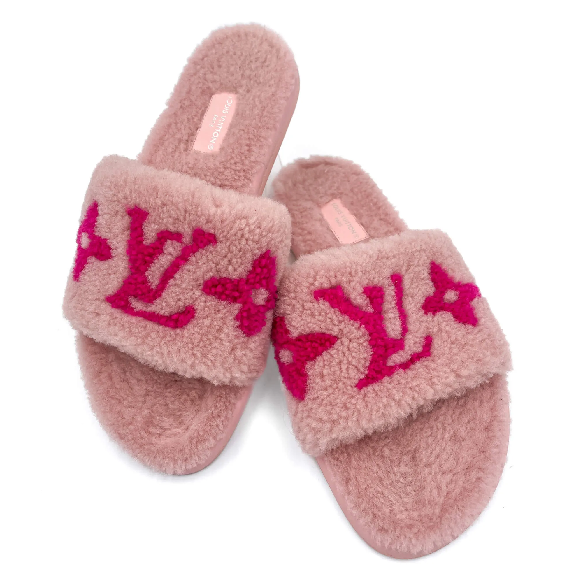 Shearling Slippers Fabric Flat Mule 39 Pink