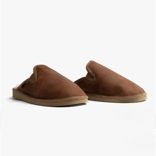 Shepherd ADAM Mens Sheepskin Mules Antique/Cognac