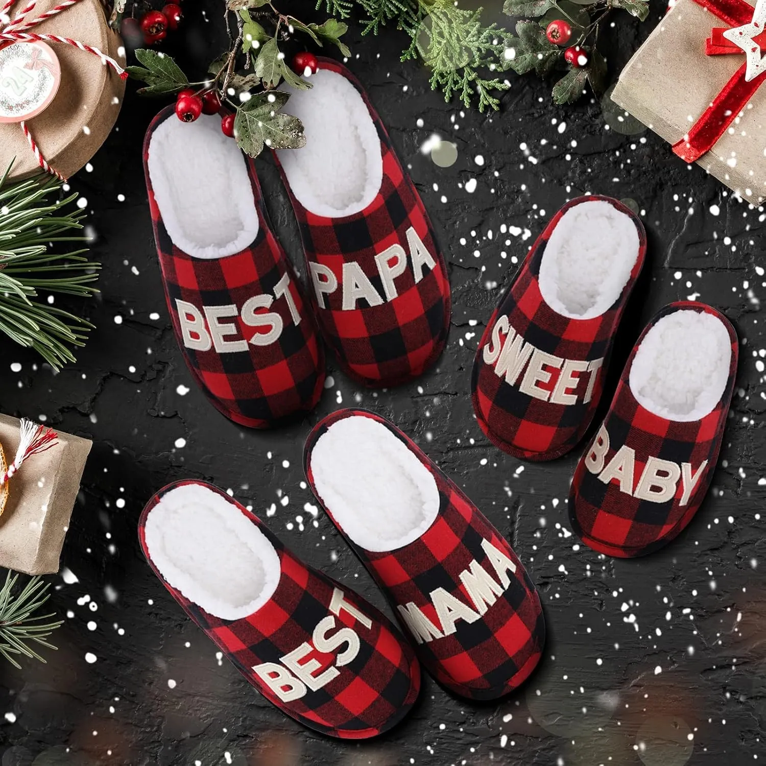shevalues Best Mama Papa House Slippers for Mom and Dad from Daughter Son, Memory Foam Indoor Slippers for Women Men
