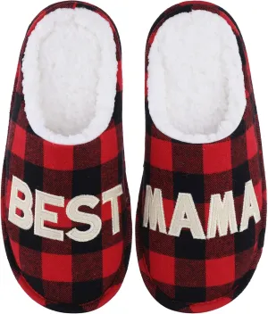 shevalues Best Mama Papa House Slippers for Mom and Dad from Daughter Son, Memory Foam Indoor Slippers for Women Men