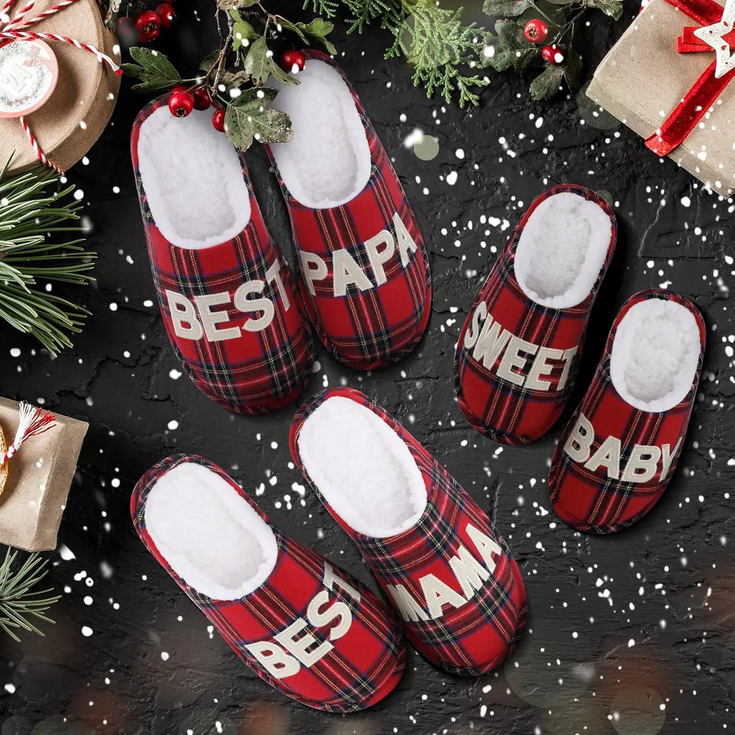 shevalues Best Mama Papa House Slippers for Mom and Dad from Daughter Son, Memory Foam Indoor Slippers for Women Men