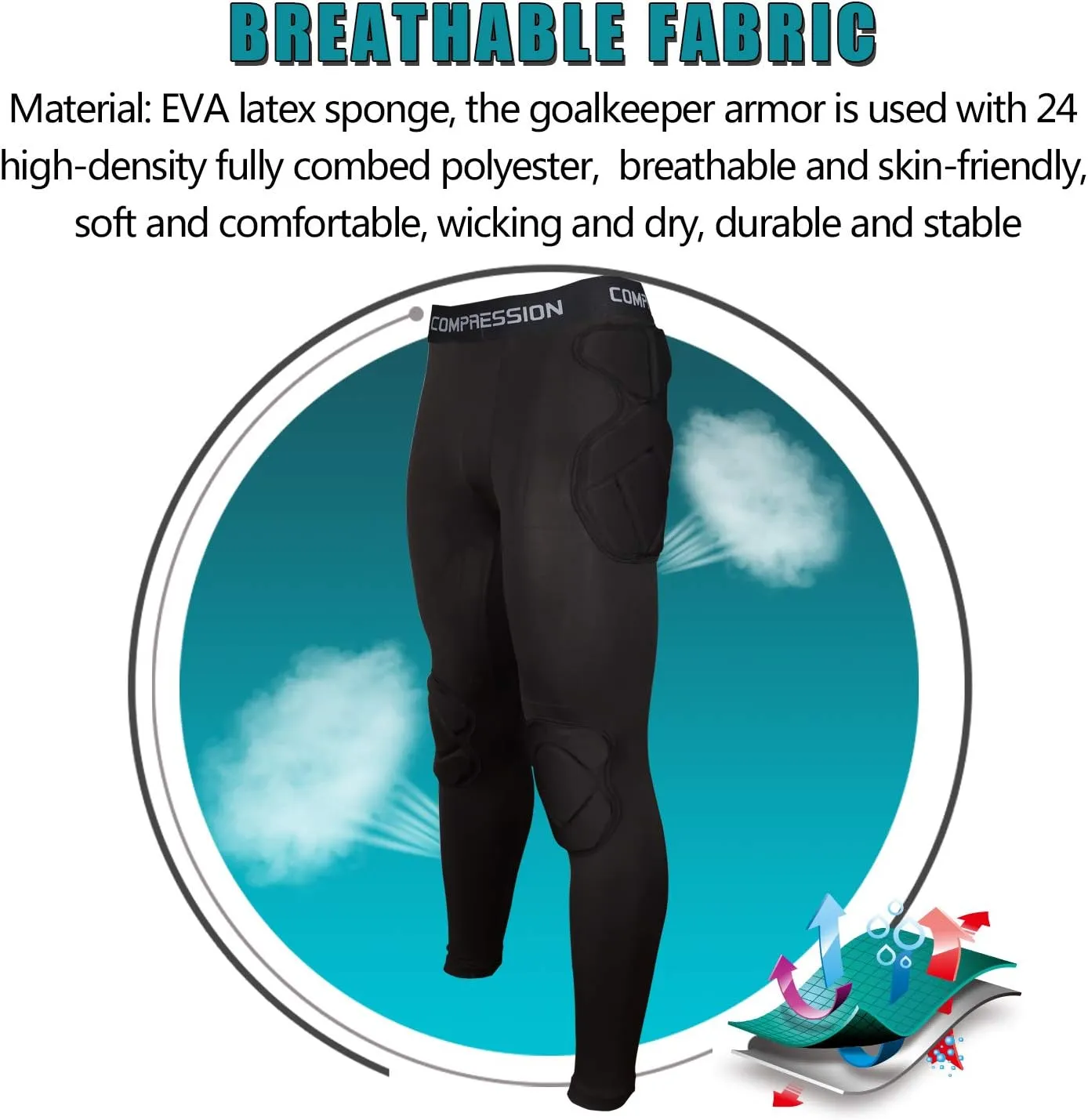 Shinestone Adult Men's Goalkeeper Armor BodyShield Padded Compression Shirt Pants and Short with Sponge Protector