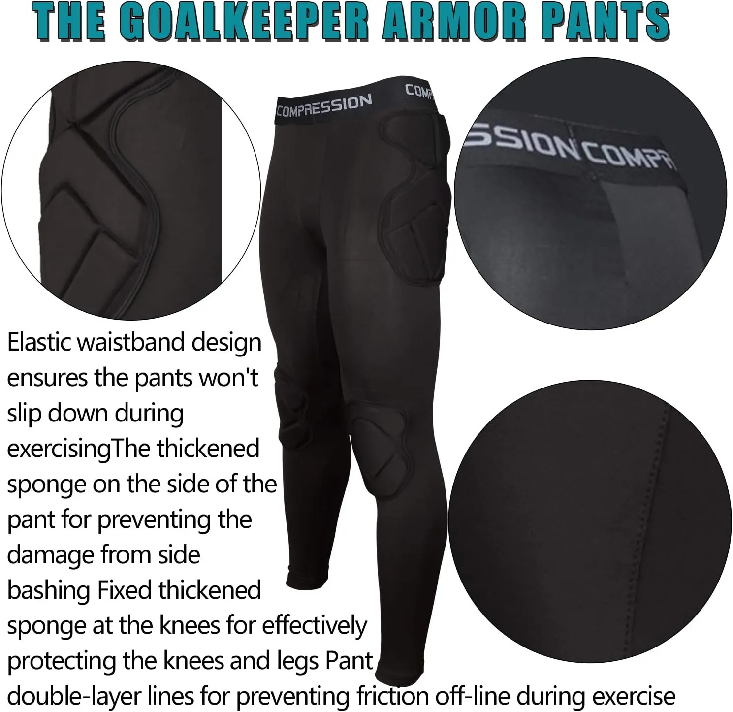 Shinestone Adult Men's Goalkeeper Armor BodyShield Padded Compression Shirt Pants and Short with Sponge Protector