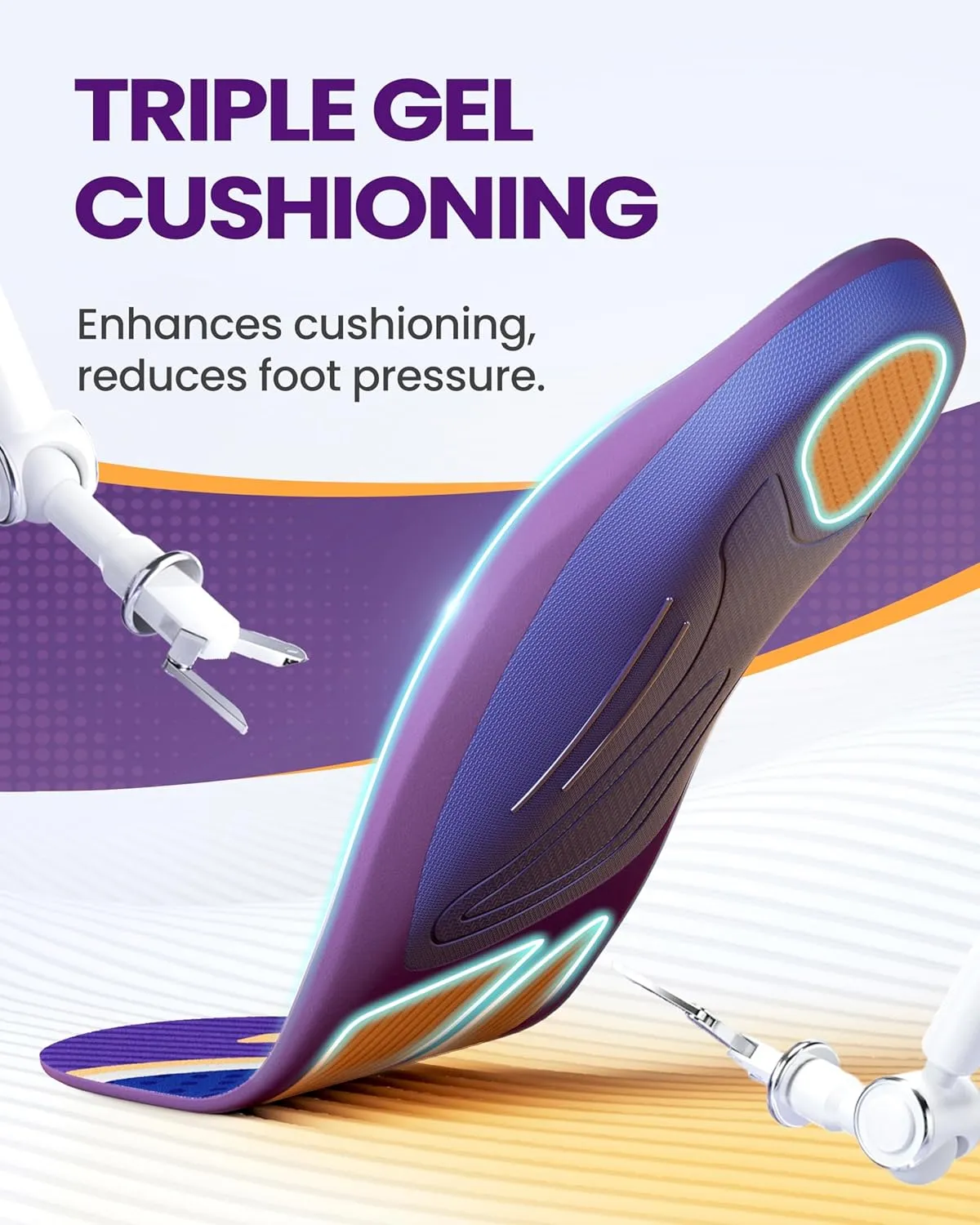Shoe Cushions Inserts, QBK Flat Feet Insoles for Solving Heel Pain, Heel Spur, Back Pain, Achilles Tendonitis, Comfort S