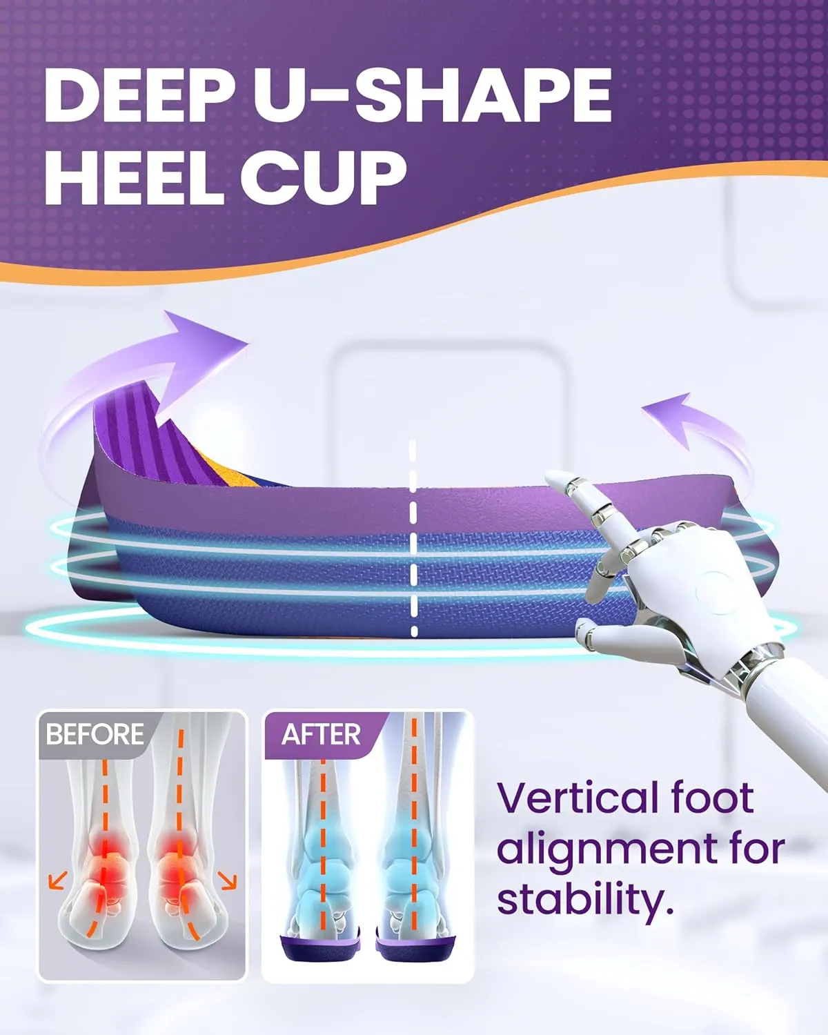 Shoe Cushions Inserts, QBK Flat Feet Insoles for Solving Heel Pain, Heel Spur, Back Pain, Achilles Tendonitis, Comfort S