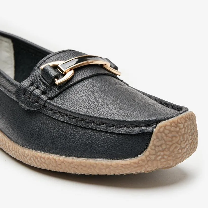 Shuropody Monterey Women's Buckle Loafers - Black