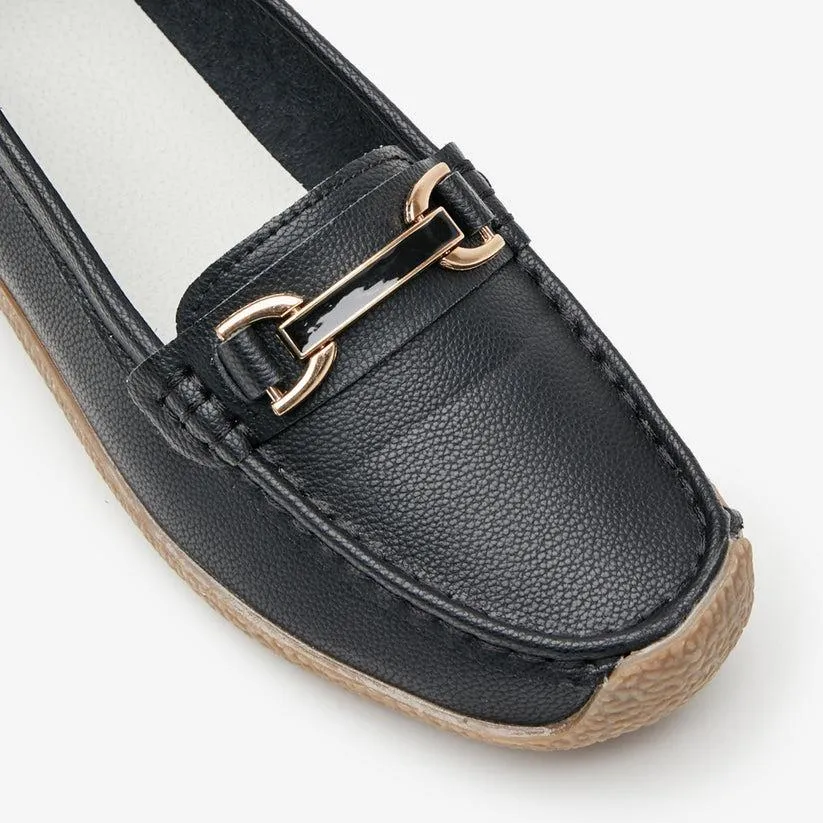Shuropody Monterey Women's Buckle Loafers - Black