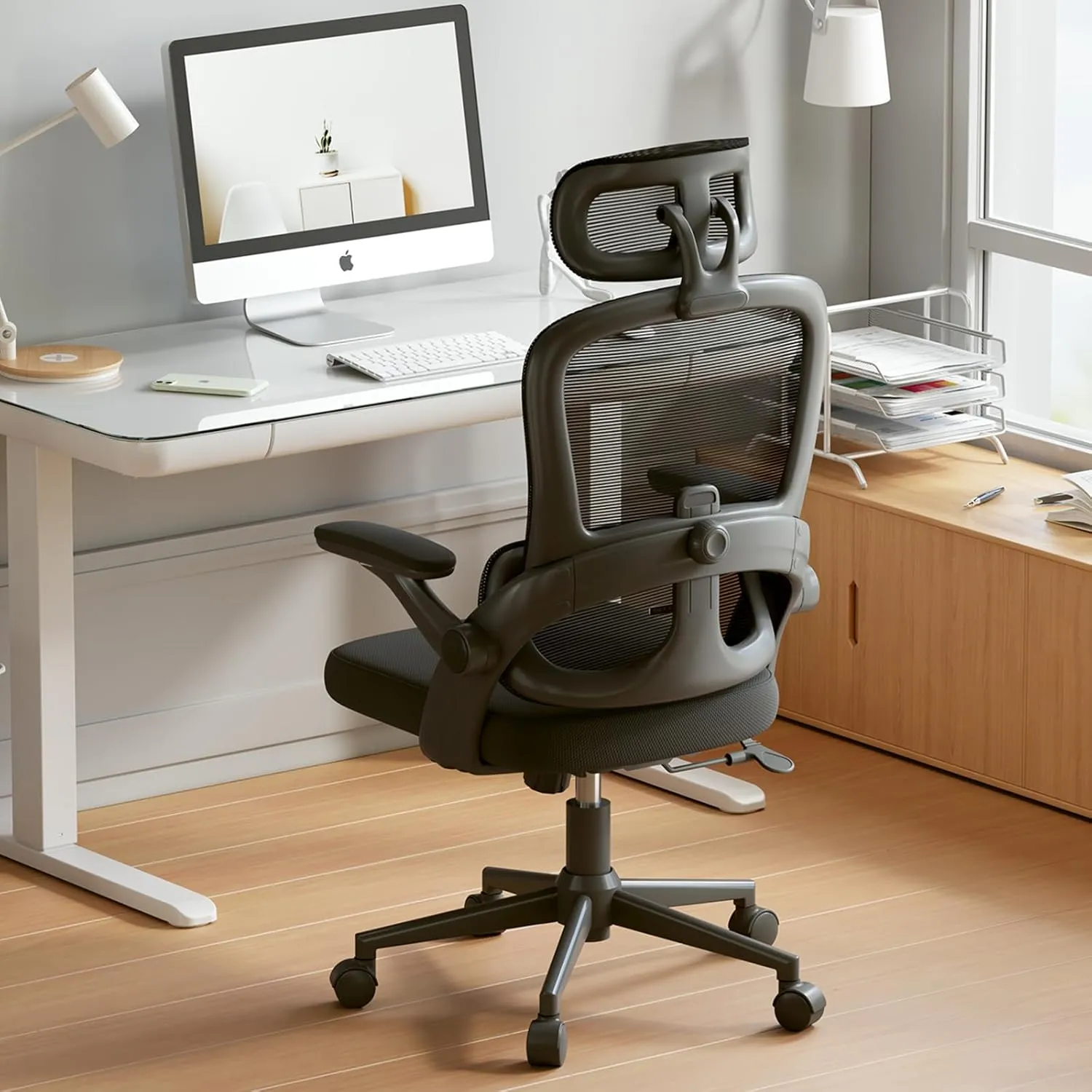 SIHOO Ergonomic Office Chair, Office Chair with Up&Down Lumbar, High Back Home Desk Chair with 3D Armrests, Computer Chair with Adjustable 2D Headrest, Tilt Function Black