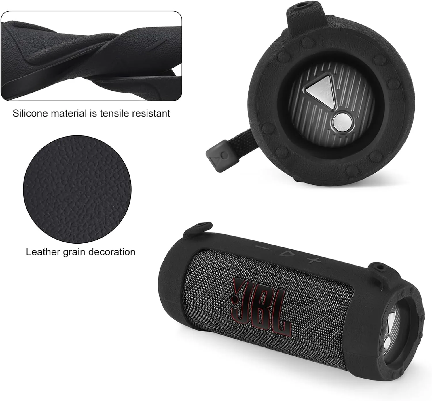 Silicone Cover Case for JBL Flip 7 - Portable Waterproof and Drop-Proof Speaker,for JBL Flip 7 Travel Carrying Skin Protective Case Shoulder Bag Accessories,Black