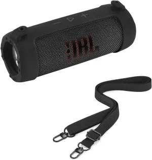 Silicone Cover Case for JBL Flip 7 - Portable Waterproof and Drop-Proof Speaker,for JBL Flip 7 Travel Carrying Skin Protective Case Shoulder Bag Accessories,Black